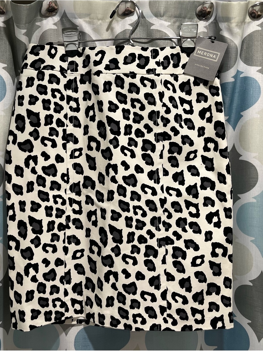 Merona Black & White Leopard-Print Pencil Skirt